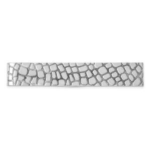 Rhodium Plated Sterling Silver Cobblestone Tie Bar, 8 x 51mm